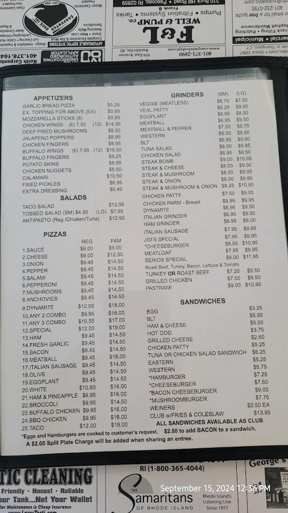 Serio's Pizzarama Menu image 3